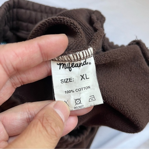 MIFLAND brown logo text font graphic elastic waist knit jogger sweat pants - Picture 6 of 6